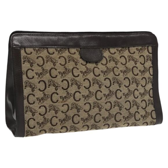 CELINE C Sulky Clutch Bag Canvas Brown - Picture 1 of 16